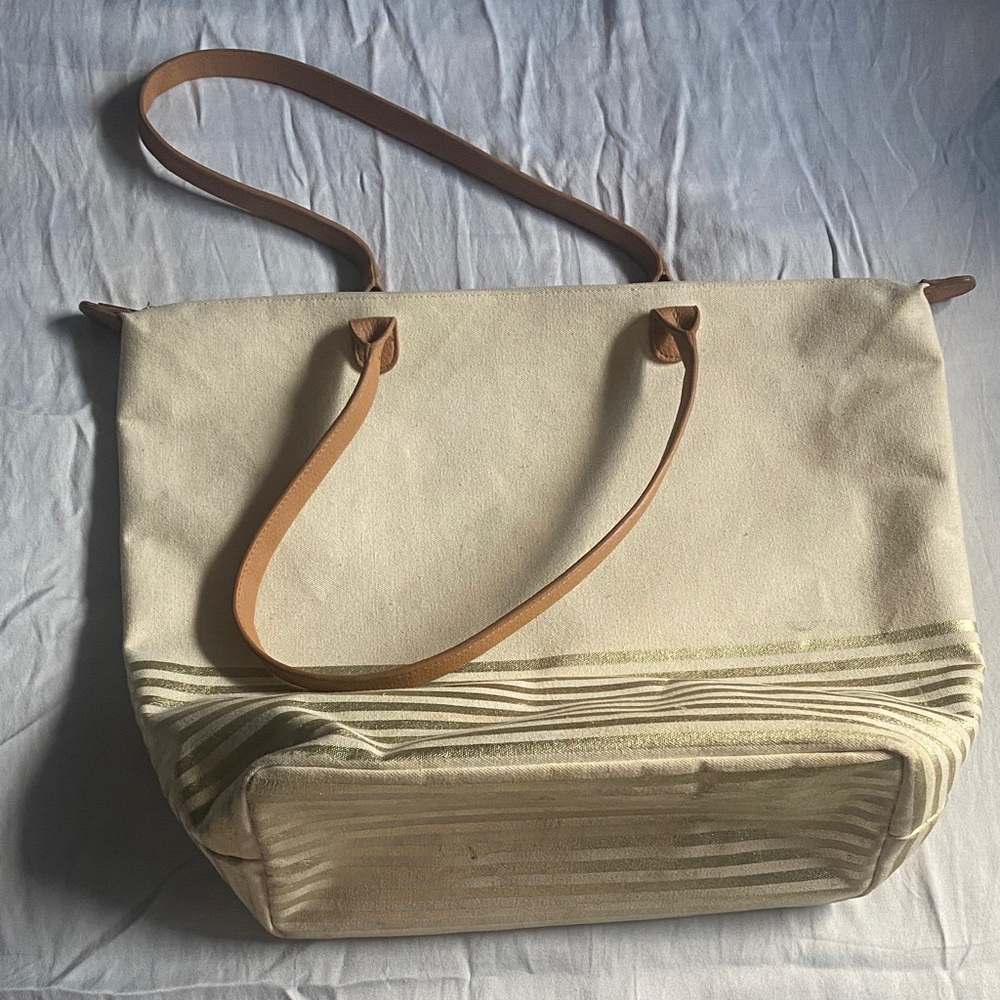 Bath & Body Works Cream and Tan Tote Bag